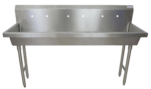 72" Freestanding 3 Station Handwash Sink, 8" O.C. Splash Mount-cityfoodequipment.com