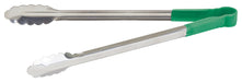 16" S/S Utility Tong, PP Hdl, Green (6 Each)-cityfoodequipment.com