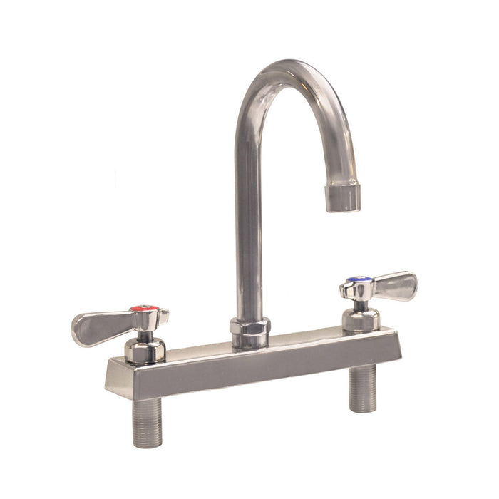 Evolution 8" Deck Mount S/S Faucet, 5" Gooseneck Spout-cityfoodequipment.com