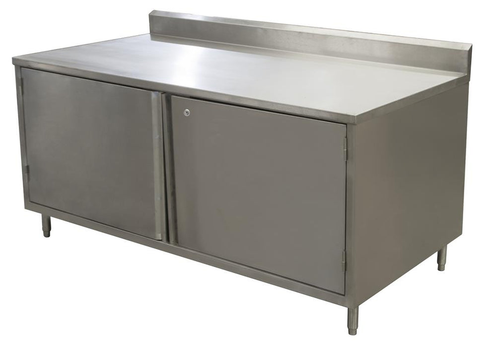 36" X 72" S/S Cabinet Base Chef Table Hinged Door w/Locks-cityfoodequipment.com