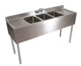 21"X60" S/S Underbar Sink w/ Legs 3 Compartment Two Drainboards and Faucet-cityfoodequipment.com