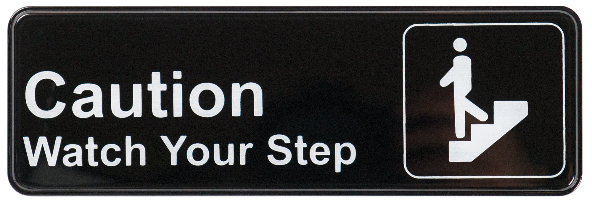 Information Sign, "Caution Watch Your Step", 3" x 9", Black (12 Each)-cityfoodequipment.com