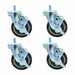 Set of (4) 4" Polyurethane Wheel 1/2"-13x1" Threaded Stem Swivel Casters With Top Lock Brake-cityfoodequipment.com