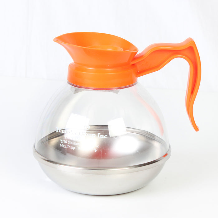 64 OZ POLYCARBONATE COFFEE DECANTERS W/ STAINLESS STEEL BASE DECAF LOT OF 1 (Ea)-cityfoodequipment.com