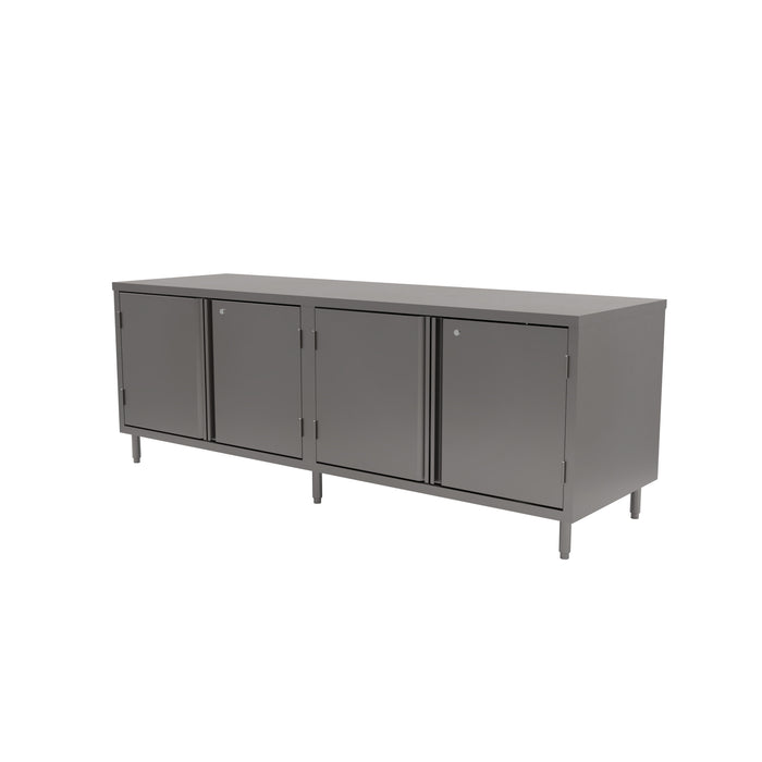 30" X 96" Dual Sided S/S Cabinet Base Chef Table Hinged Door w/Locks-cityfoodequipment.com