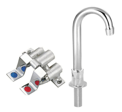 Dual Pedal Foot Valve Kit w/ Deck Mount Faucet - 3-1/2" Gooseneck-cityfoodequipment.com