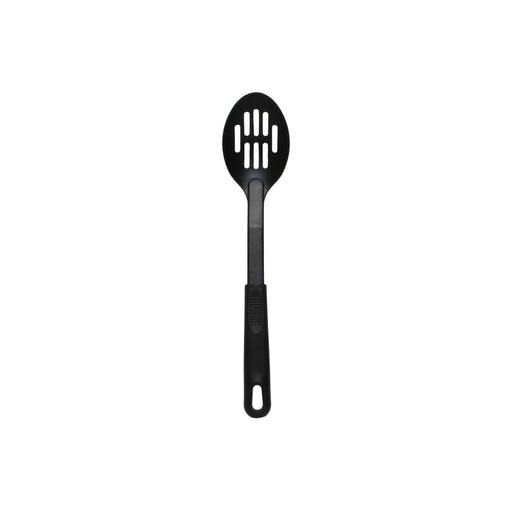 11 1/2" NYLON SLOTTED HEAT RESISTANT SPOON, BLACK, 410°F LOT OF 12 (Ea)-cityfoodequipment.com