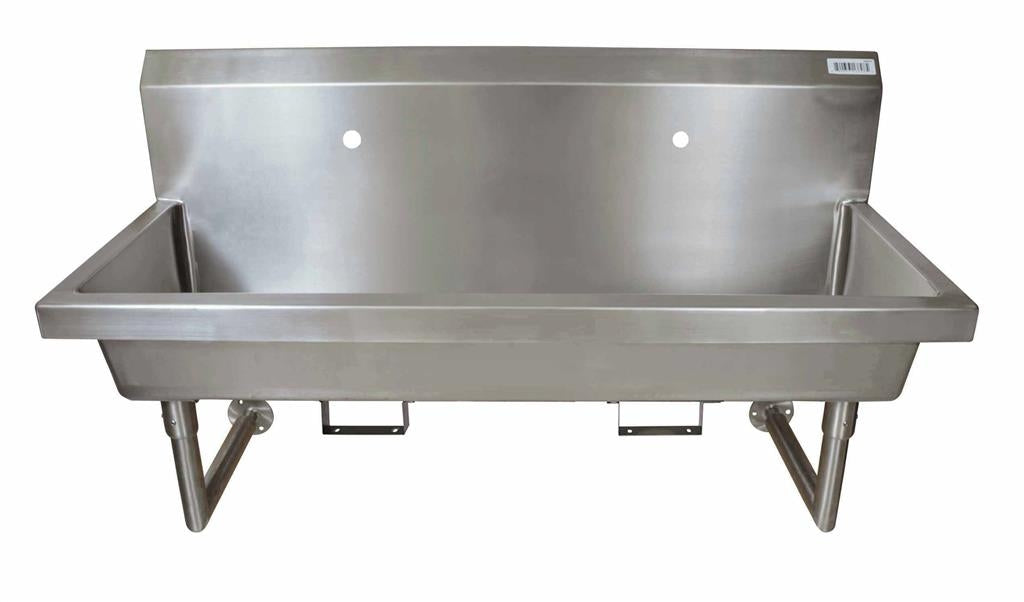 48" Wall Mount 2 Station Handwash Sink,1 Hole Splash Mount,Bracket-cityfoodequipment.com