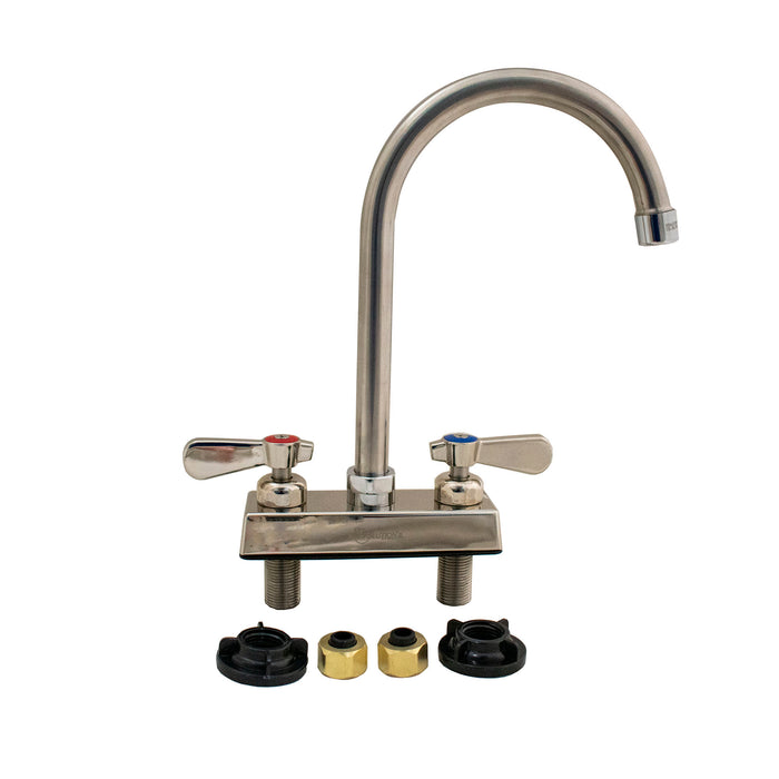 Evolution 4" Deck Mount S/S Faucet, 5" Gooseneck Spout-cityfoodequipment.com