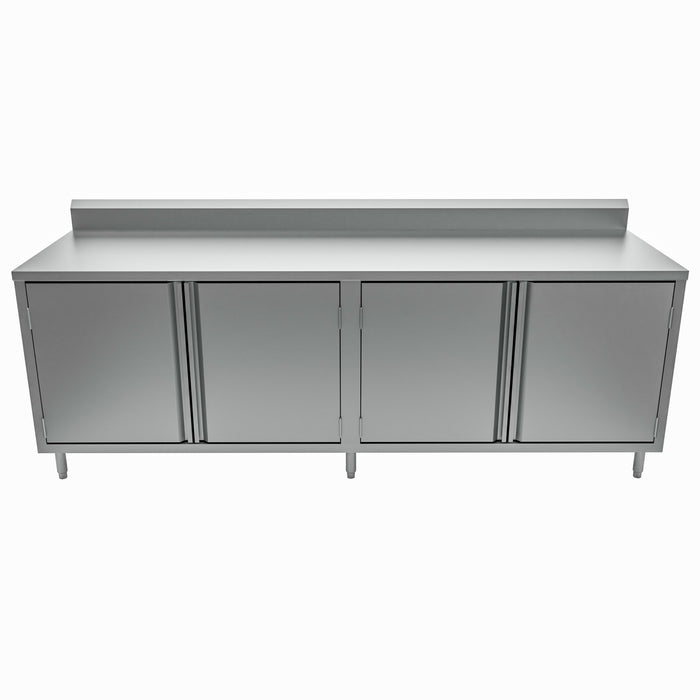 30" X 96" S/S Cabinet Base Chef Table 5" Riser Hinged Door-cityfoodequipment.com