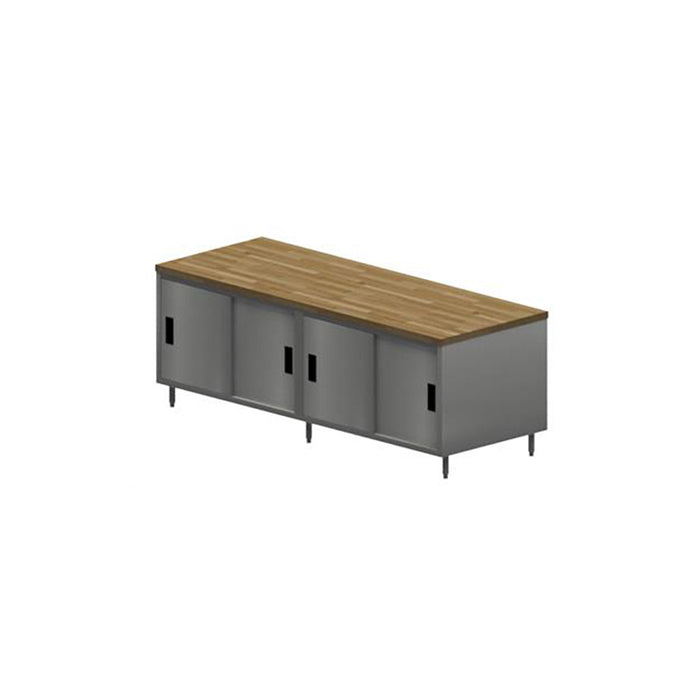 36" X 96" Maple Top Cabinet Base Chef Table Sliding Door-cityfoodequipment.com