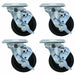 Set of (4) 4" Polyolefin Wheel Swivel Caster With 2-3/8"X3-5/8" Top Plate With Top Lock Brake-cityfoodequipment.com