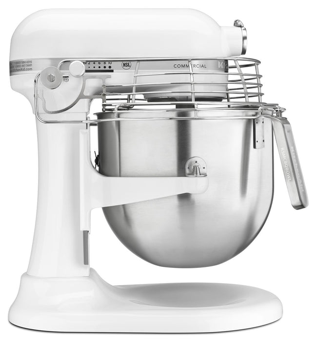 White Commercial 8 Quart Stand Mixer with Bowl Guard