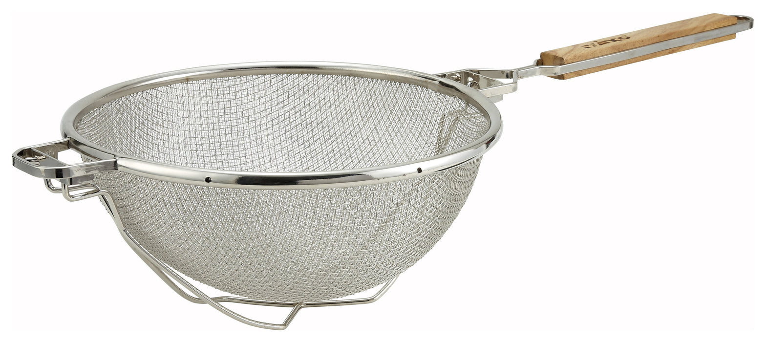 10-1/2" Double Mesh, Reinforced, Flat Hdl, Nickle Plated (6 Each)-cityfoodequipment.com