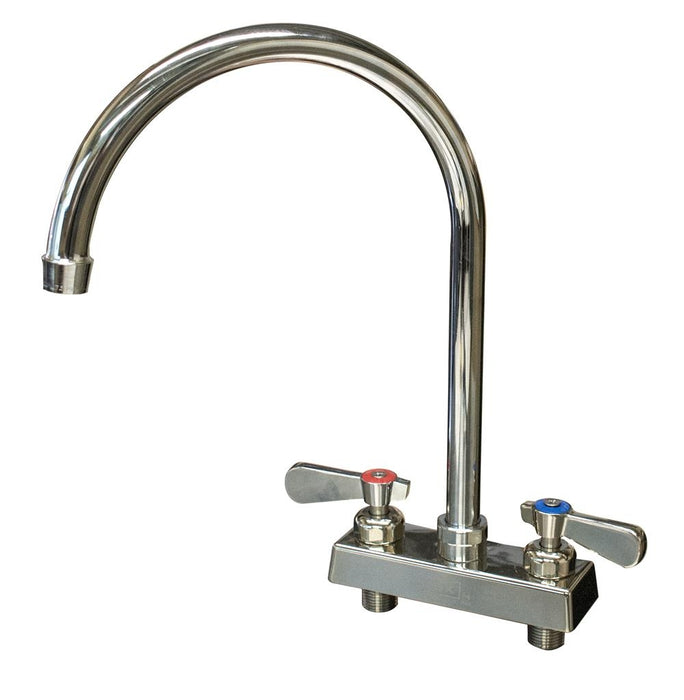 Evolution 4" Deck Mount S/S Faucet, 8" Gooseneck Spout-cityfoodequipment.com