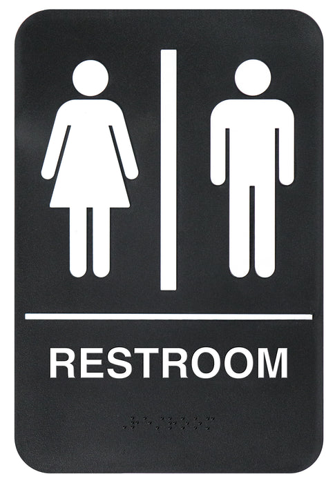 Information Sign, "Restroom", 6" x 9", Braille (12 Each)-cityfoodequipment.com