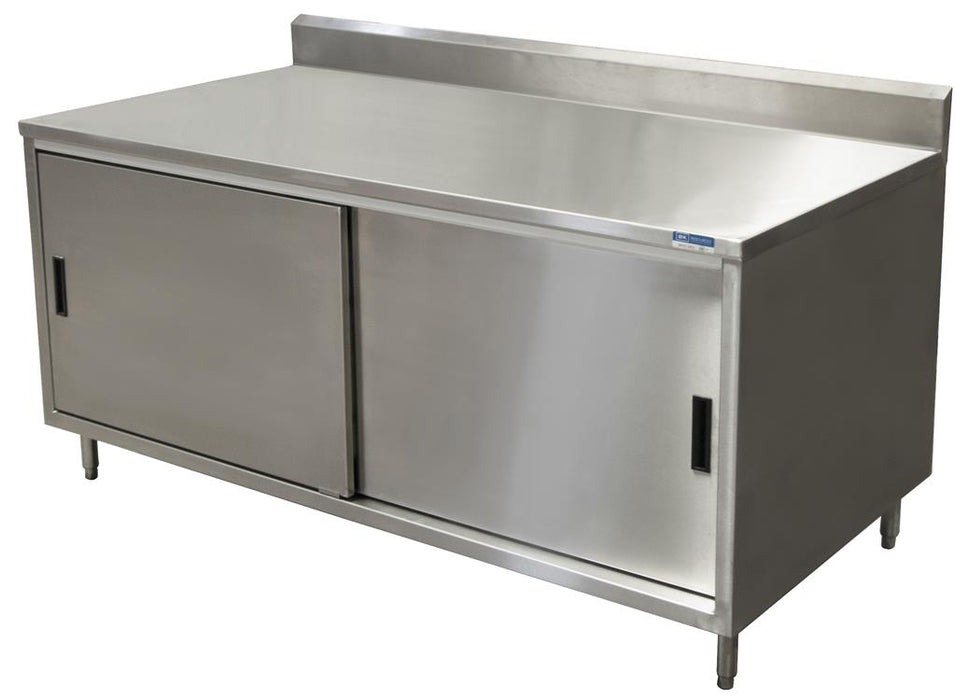 24" X 72" S/S Cabinet Base Chef Table 5" Riser Sliding Door-cityfoodequipment.com