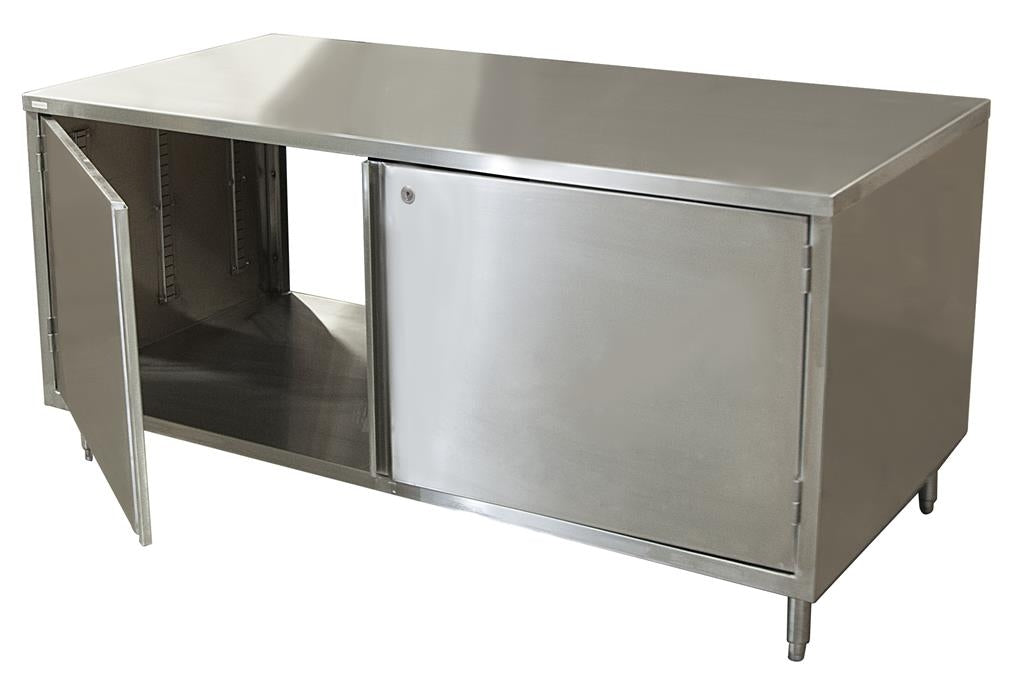 24" X 72" Dual Sided S/S Cabinet Base Chef Table Hinged Door w/Locks-cityfoodequipment.com