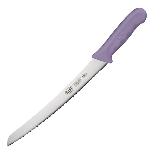 9-1/2" Bread Knife, Purple PP Hdl, Curved, Allergen Free (6 Each)-cityfoodequipment.com