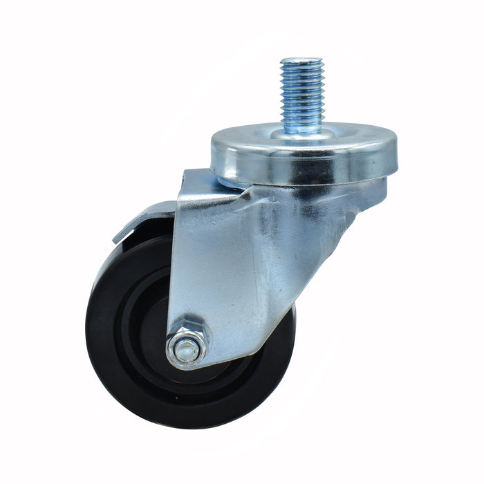 3" Polyolefin Wheel 5/8"-13x1" Threaded Stem Swivel Caster With Top Lock Brake-cityfoodequipment.com