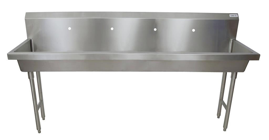 96" Freestanding 4 Station Handwash Sink, Single Hole Splash Mount-cityfoodequipment.com