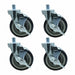 Set of (4) 5" Polyurethane Wheel 3/4"-10x1" Threaded Stem Swivel Casters With Top Lock Brake-cityfoodequipment.com