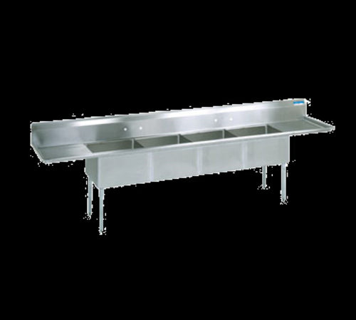 Stainless Steel 4 Compartment Sink Dual 18" Drainboards 16" x 20" x 14" D Bowls-cityfoodequipment.com