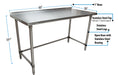 18 ga. S/S Work Table Open Base 1.5 Riser 60"Wx30"D-cityfoodequipment.com