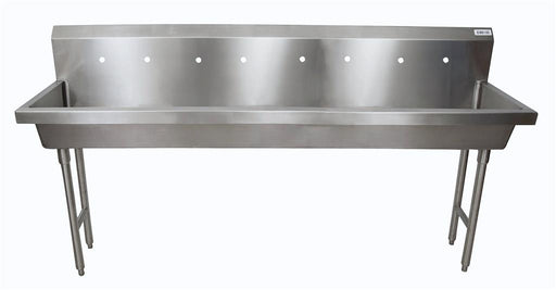 96" Freestanding 4 Station Handwash Sink, 8" O.C. Splash Mount-cityfoodequipment.com