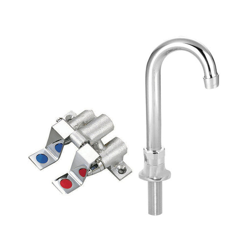 Dual Pedal Metering Foot Valve Kit w/ Deck Mount Faucet - 3.5" Gooseneck Spout-cityfoodequipment.com