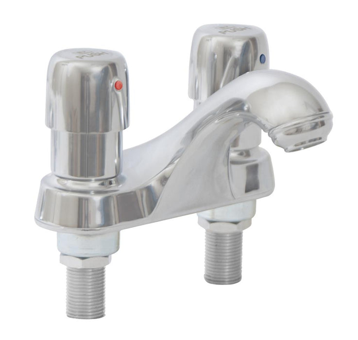 Metering Faucet, 4" C/C Deck Mounted Hot & Cold-cityfoodequipment.com