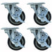 Set of (4) 4" Polyurethane Wheel Swivel Caster With 2-3/8"X3-5/8" Top Plate With Top Lock Brake-cityfoodequipment.com