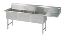 S/S 3 Compartments Sink Legs & Bracing Right Drainboard 18" x 24" x 14" D Bowls-cityfoodequipment.com