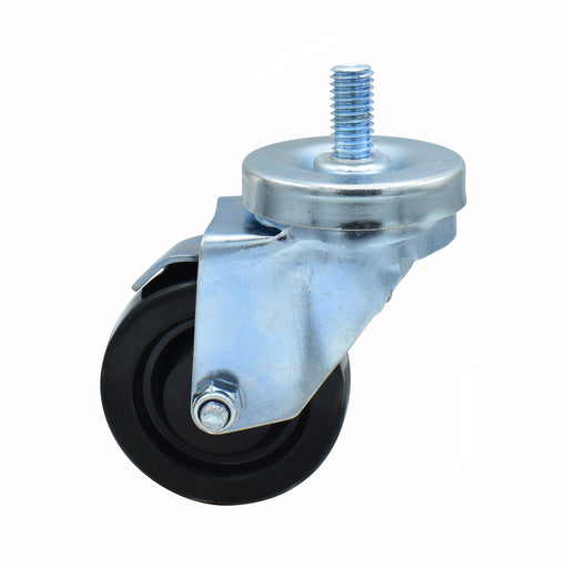 3" Polyolefin Wheel 1/2"-13x1" Threaded Stem Swivel Caster With Top Lock Brake-cityfoodequipment.com