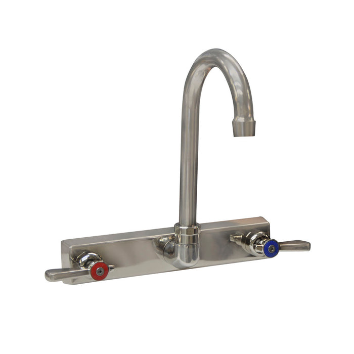 Evolution 8" Splash Mount S/S Faucet, 8" Gooseneck Spout-cityfoodequipment.com