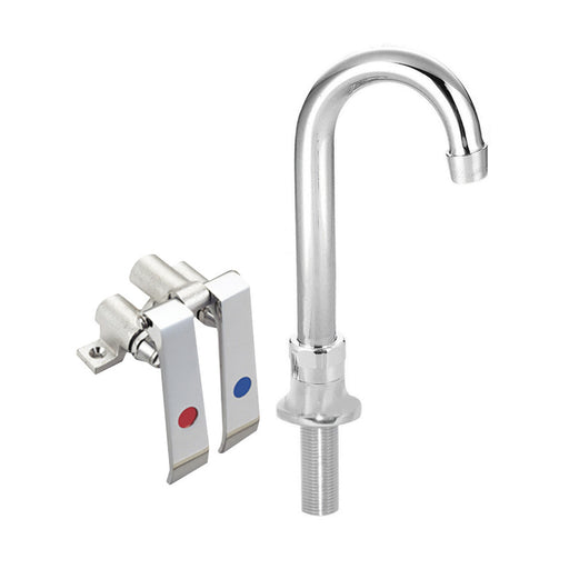 Dual Pedal Metering Knee Valve Kit w/ Deck Mount Faucet - 3.5" Gooseneck Spout-cityfoodequipment.com