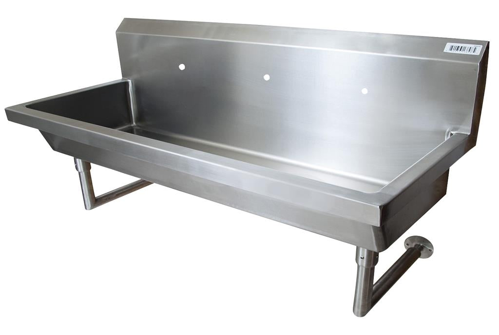 72" Wall Mount 3 Station Handwash Sink, Single Hole Splash Mount-cityfoodequipment.com