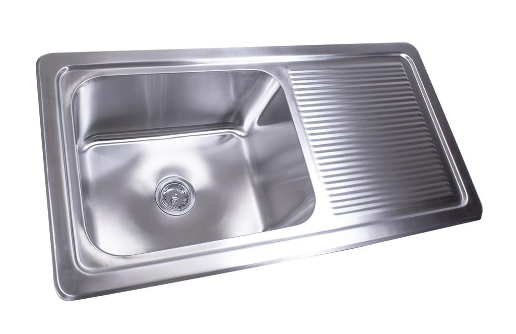 S/S 1 Compartment Drop-In Sink w/Drainboard 20" x 16" x 12" Bowls-cityfoodequipment.com